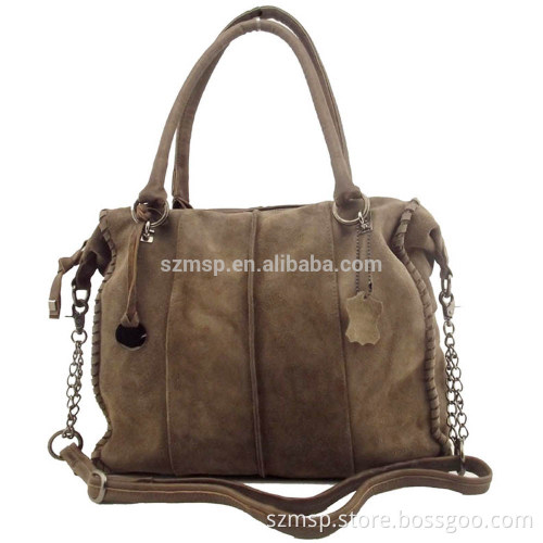 Khaki cow leather girls handbags